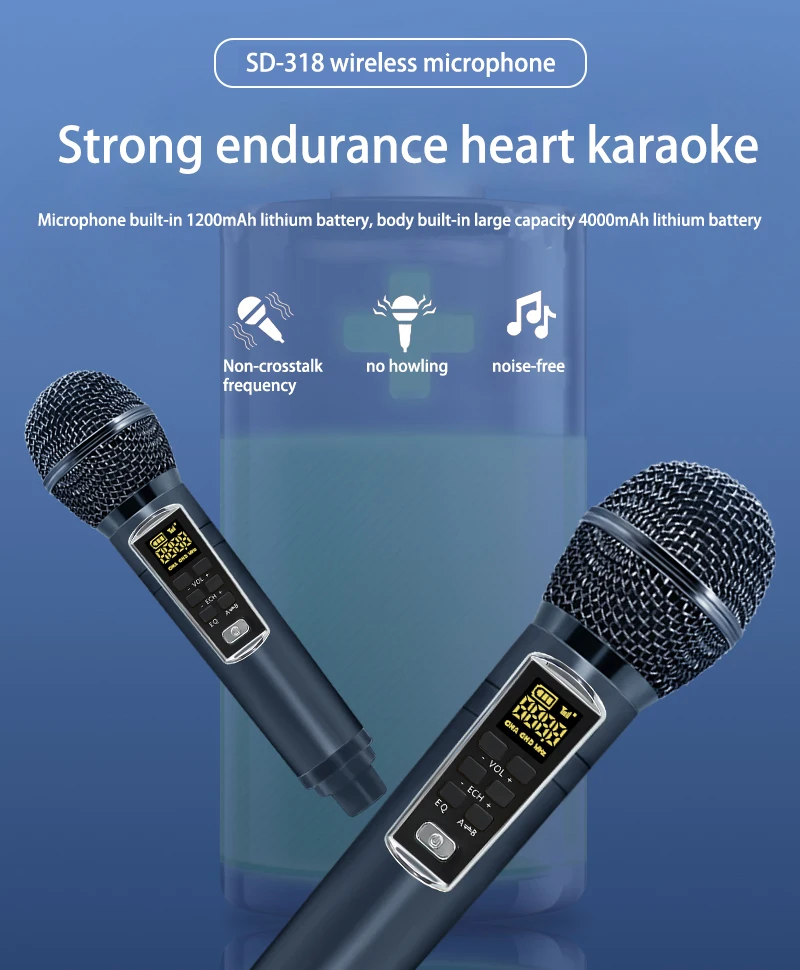 Sddrd Sd318 Bluetooth Speaker With Wireless Microphone Home Karaoke