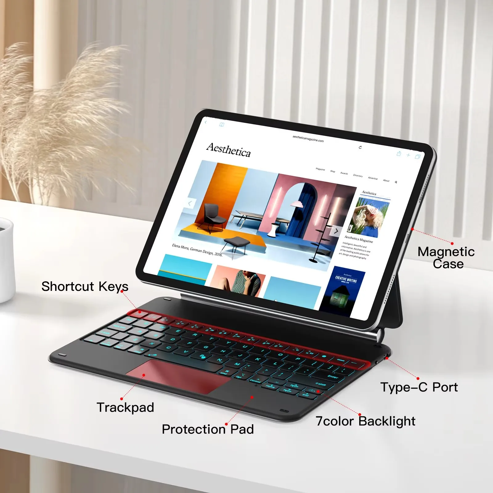 Wireless BT Trackpad Magnetic Magic Keyboard Case for iPad Pro 11