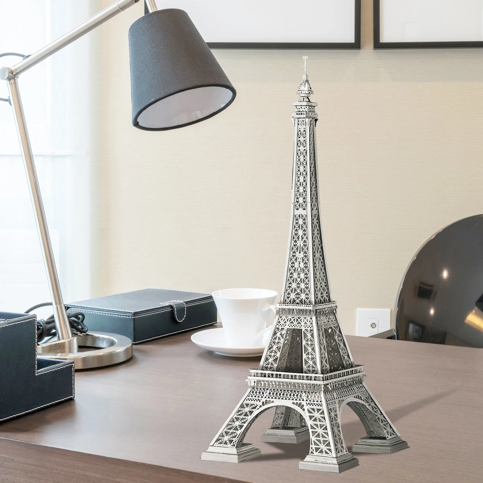 Piececool Famous Landmark Eiffel Tower Large Puzzle Game  Intelligence Assembling Metal Model Kit 3D Puzzle for Adults