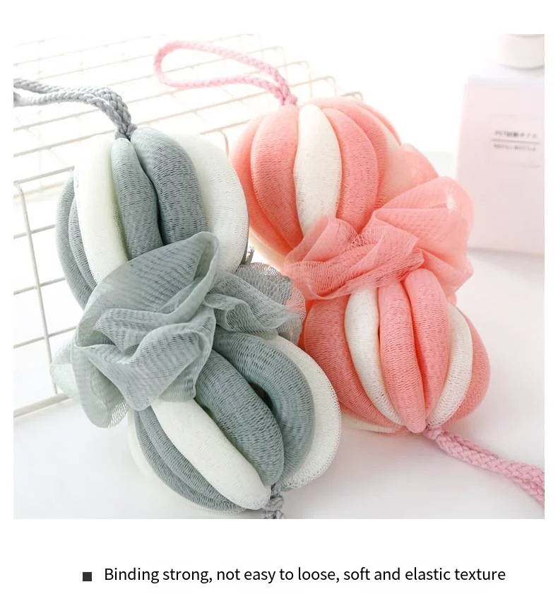 Extended stretchable bath ball rub back long strip Color strip foam soft lantern bath ball supplier