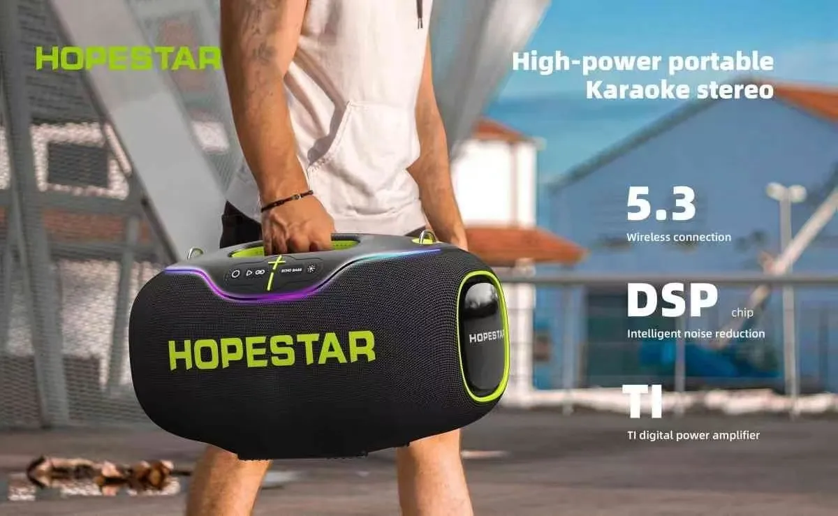 Hopestar Speaker A80 High Quality Portable Audio Players 350W RGB Wireless Subwoofer Home Theatre USB for Parties Computers DC