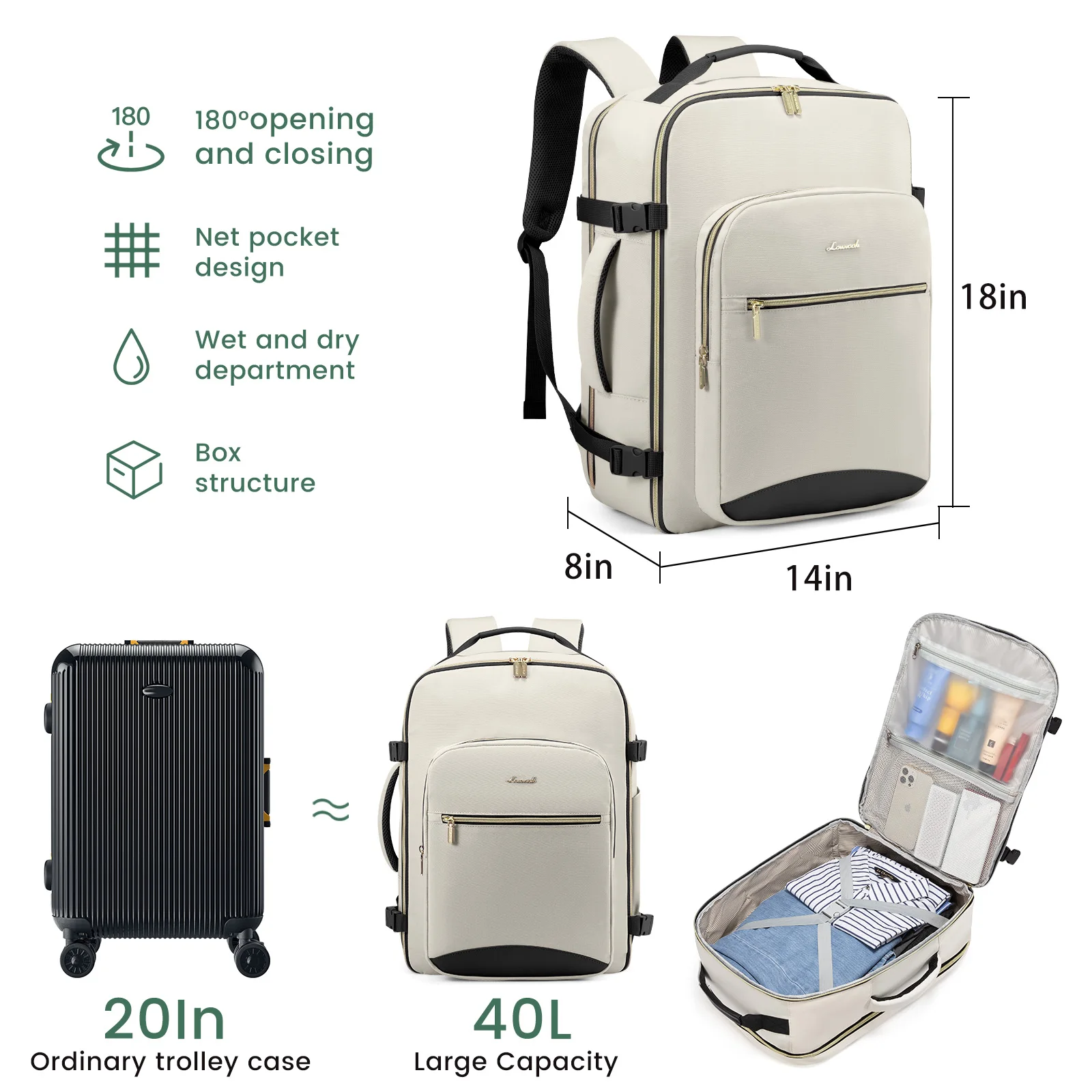 Lovevook 40L TSA Flight Approved Laptop Bags - Durable 