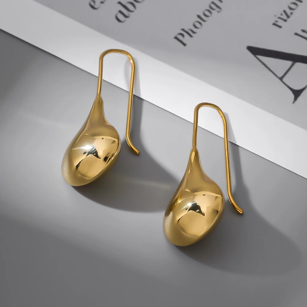 product korean fashion simple gold plated fish hook geometric drop earrings custom wholesale brass jewelry for women classic style-3
