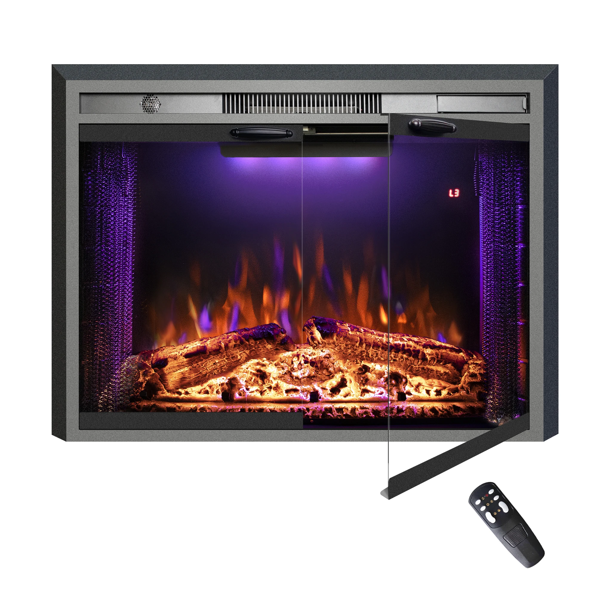 Luxstar Manufacture Home electric fireplace insert Heaters 3 Colors Flame Option with Real Log Burning Effect