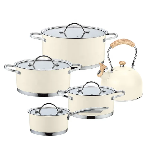 Hot Sell Stainless Steel Cookware Straight Shape Induction Cookware Set Cooking Pot and Pan With Glass Lid
