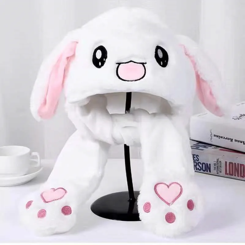 Cute Hats With Earflaps Rabbit Women Girls Plush Moving Shine Bunny Ears Hat Movable Hat Children Toy