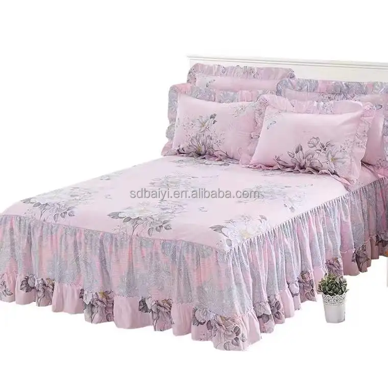 Amazon Bed Skirt And Pillow Sham Set Luxury 3-Piece Bedding Set