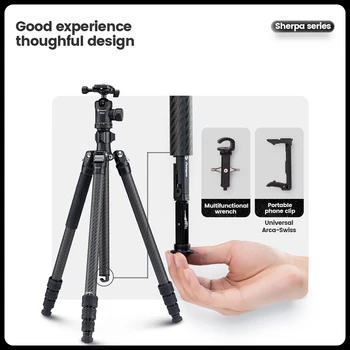 Portable Outdoor Travel Camera Tripod With 360 Panorama Ball Head Carbon Fiber Tripod Stand for Dslr Camera product image