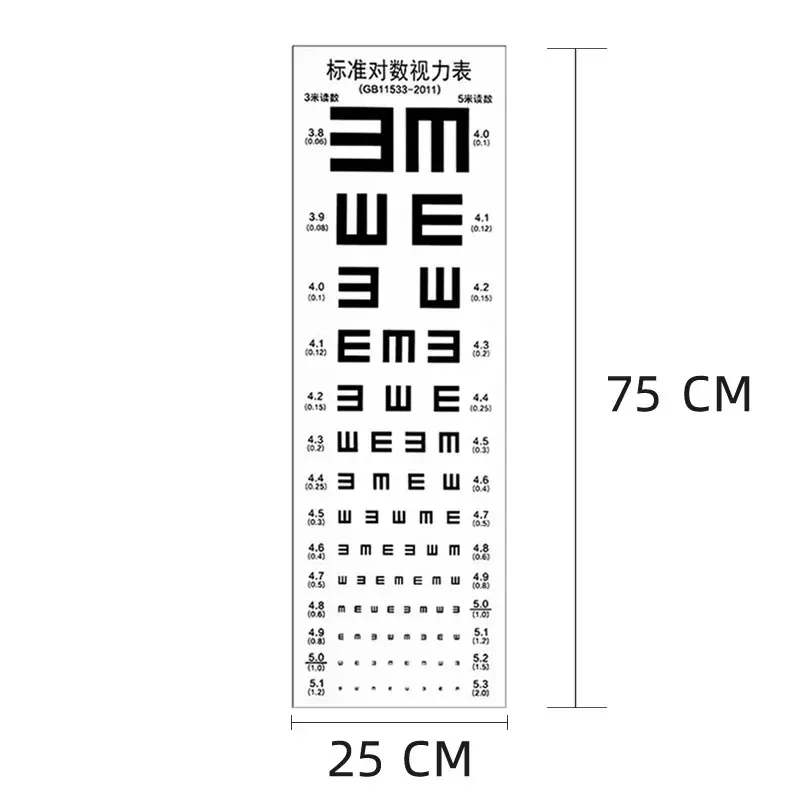 Waterproof Snellen Eye Chart Standard Visual Testing Acuity Chart Measure Adults Kids Eye Vision Exam