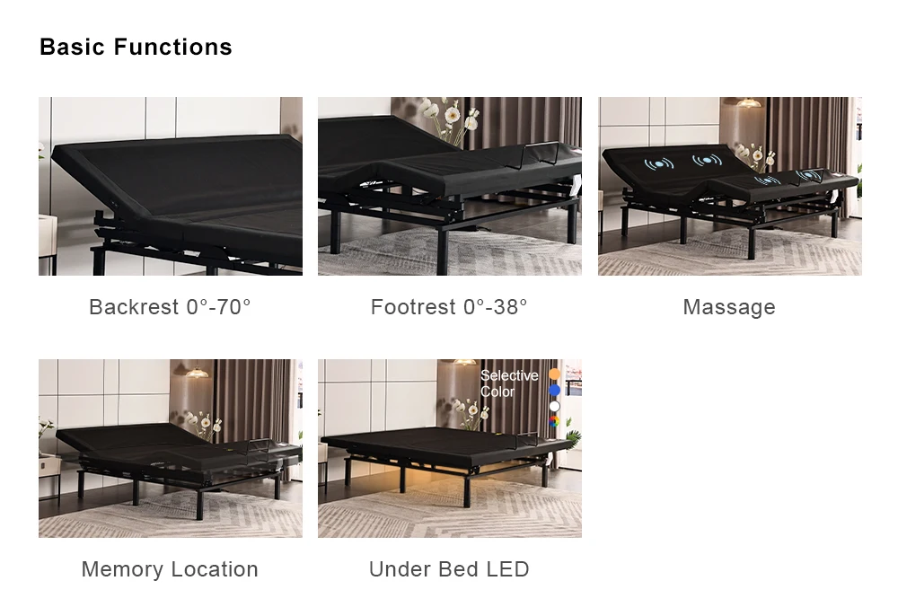 Meisemobel electric adjustable bed frame with massage smart bed