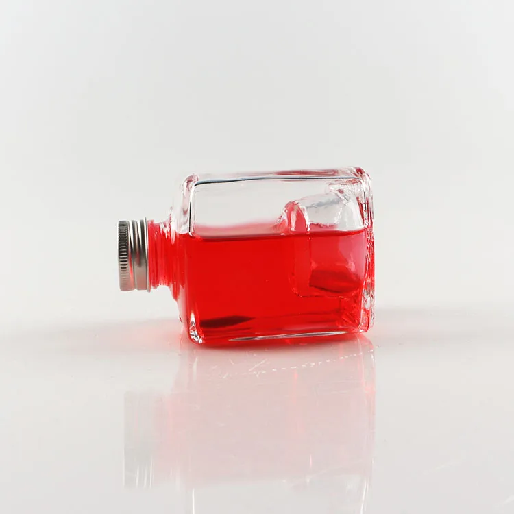 ミニサイズ スクエア型 180ml クリアガラスボトル ワイン ウイスキー