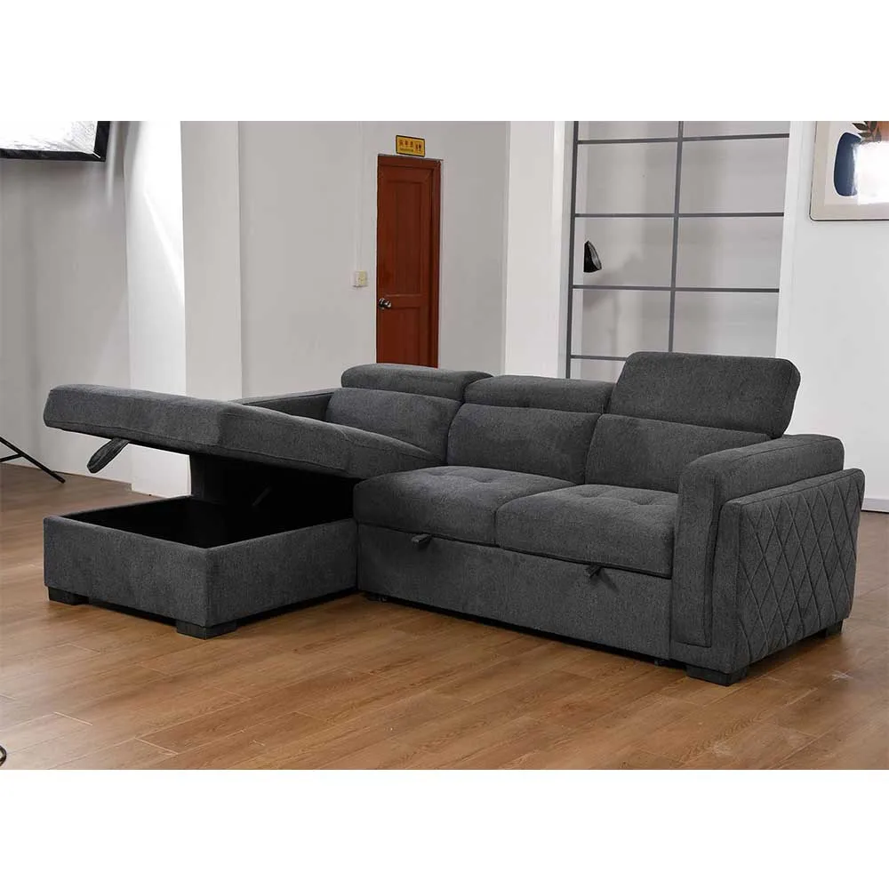 Factory Direct Selling  Chenille Fabric Sofa Bed  Carbon Gray Belt Storage Can Be Customized Sofa Set