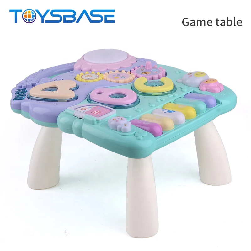 2 in 1 Adjustable Musical Learning Table Trolley Baby Walker Activity Toy