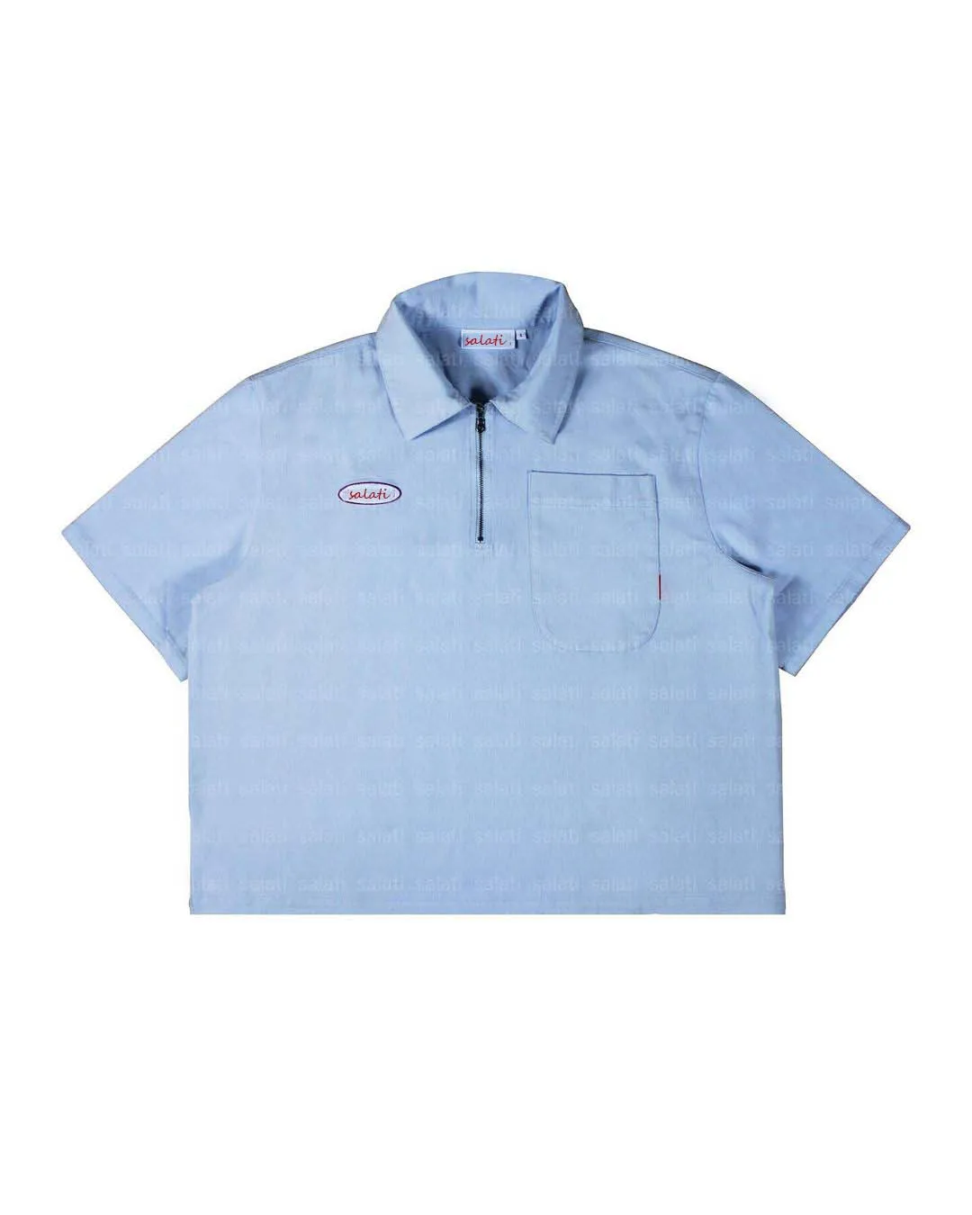 Salati Custom Logo Quarter Zipper 100% Cotton Embroidered Short Sleeve Acid Wash T-shirt Work Cropped T Shirt Men's Polo Shirts gallery 8