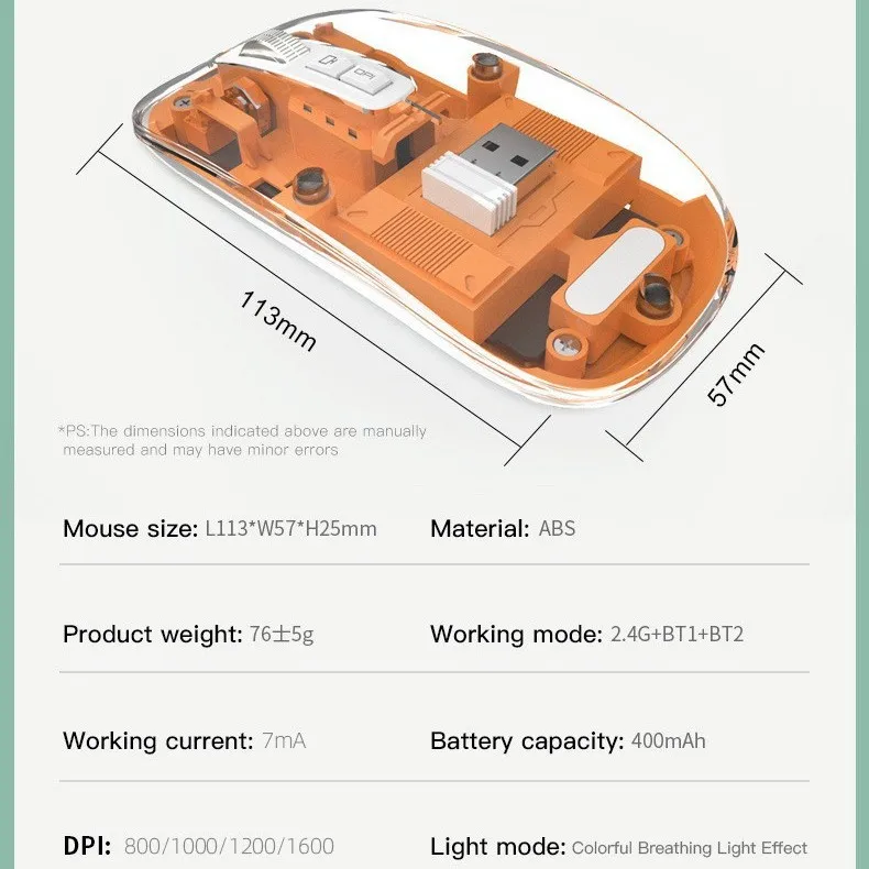 New Transparent Magnetic Mouse Triple Mode Compatible Wireless ...