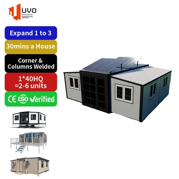 UVO Expandable Container House Prefabricated  Tiny Home Portable Foldable House 20ft 40ft Mobile Modular House with Solar Panel
