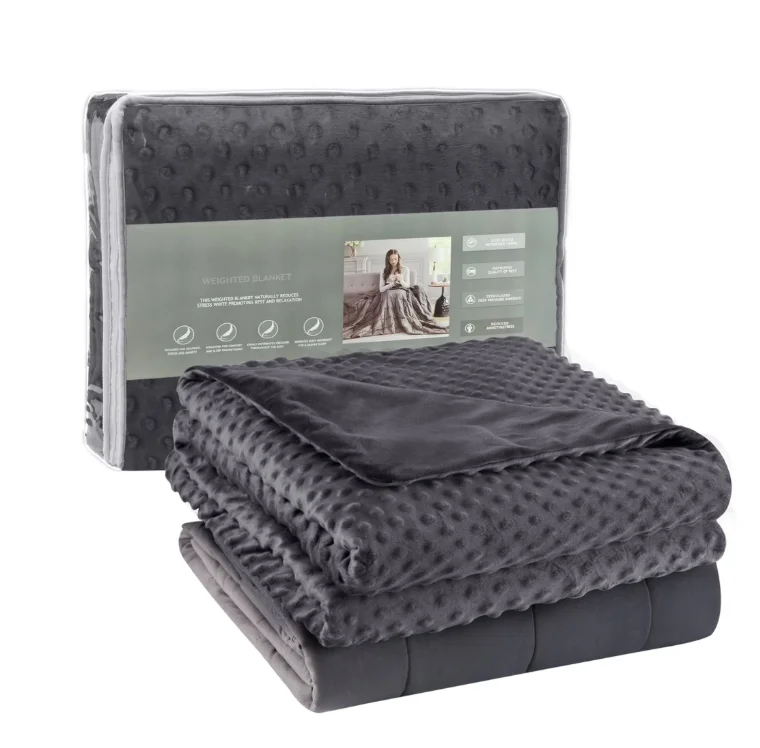 Luxury Weighted Blanket Adult, Dual Sided Crystal Velvet Minky Dot Heavy Blanket With Glass Beads, Soft Calming Sleep Comforter