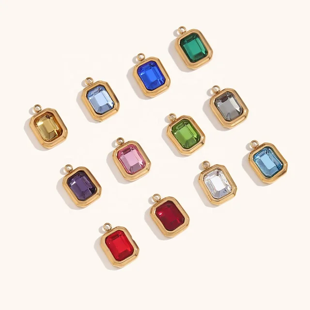 Dingran Fashion High Quality Stainless Steel Colorful Zircon Charms & Pendants For Jewelry Making