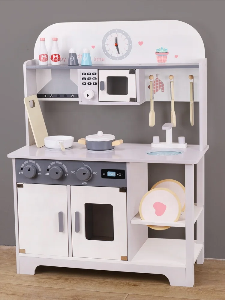 New Style Wooden Kitchen Set for Kids Pretend Play Happy Kitchen Toys Christmas Gift