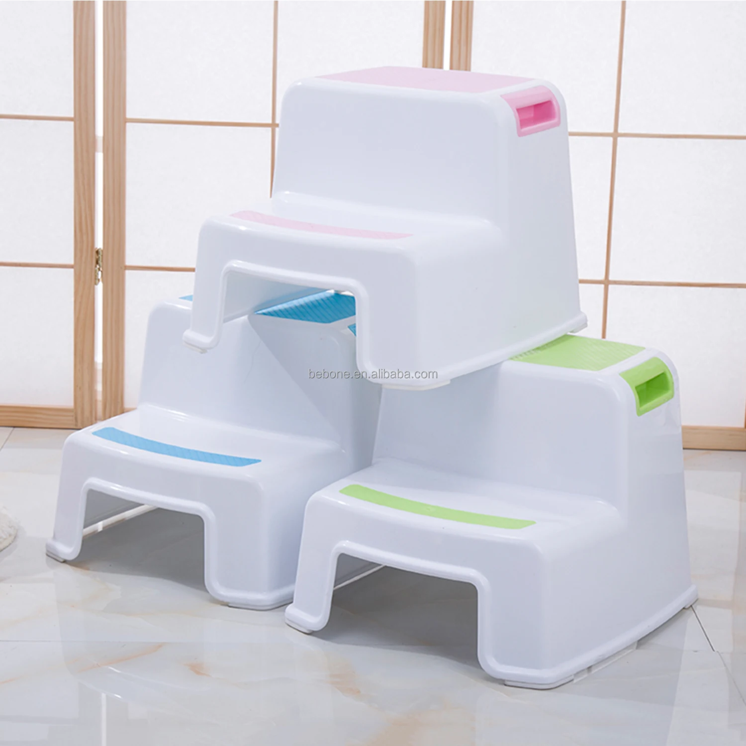 Toilet Potty Training  Non-Slip Feet Two-Step Kids Plastic Step Stools for Bathroom Kitchen
