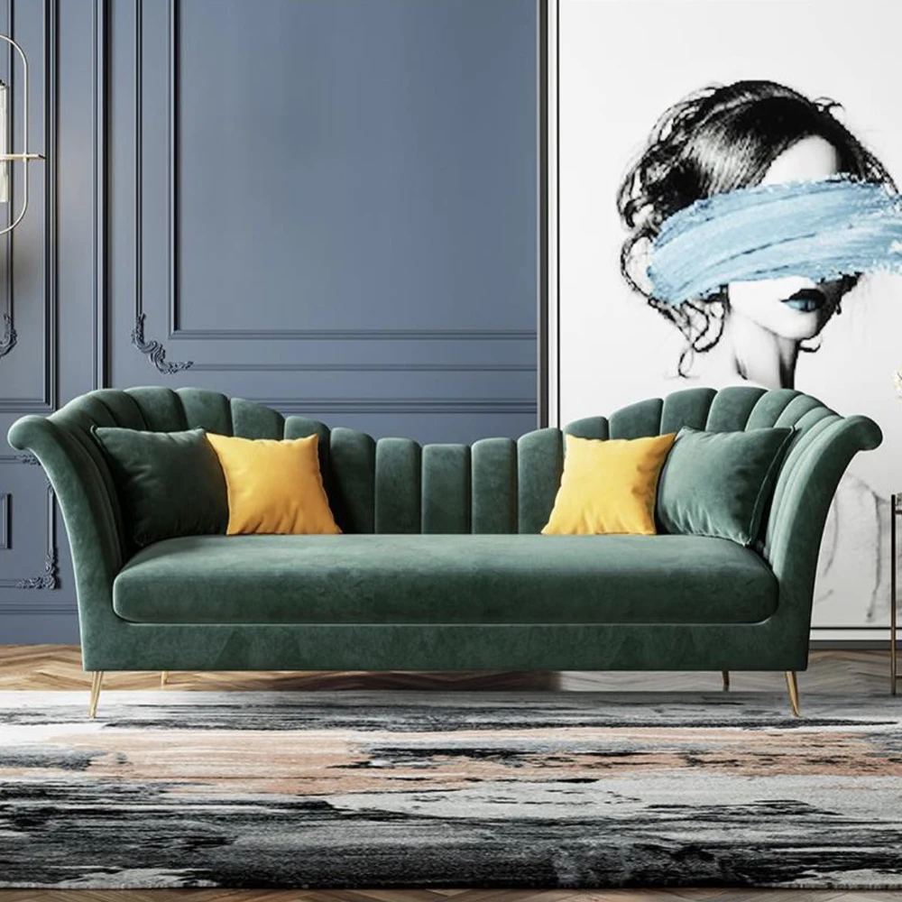 Modern Luxury Green Velvet Fabric Sofas Chair Love Seat 3 Seate Designs ...