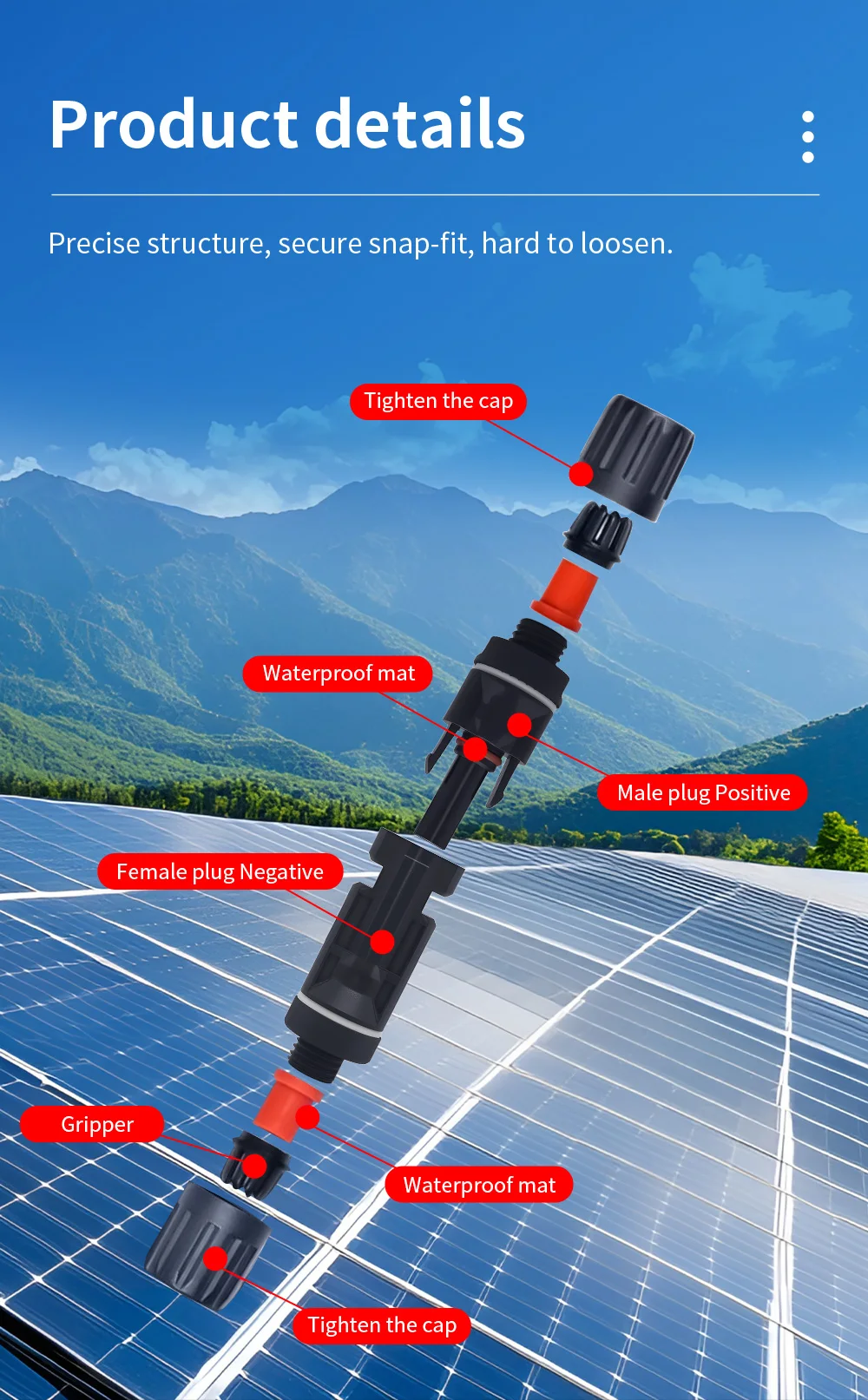 TOMZN 1000V 32A Two sets of Solar Connectors Panel Branch PV Photovoltaic Board Terminal Box Inverter Waterproof Anti-fuse