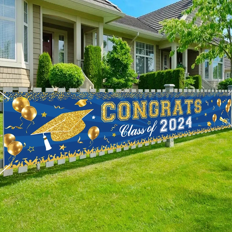 Congrats Class Of 2024 Banner Backdrop Graduation Party Banner Sign ...