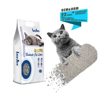 Eco Friendly 1-3.5mm Cat Sand 5l 10l 10kg 20kg Fragrant Dust Free Clumping Colorful Ball Shape Bentonite bentonite sand cat