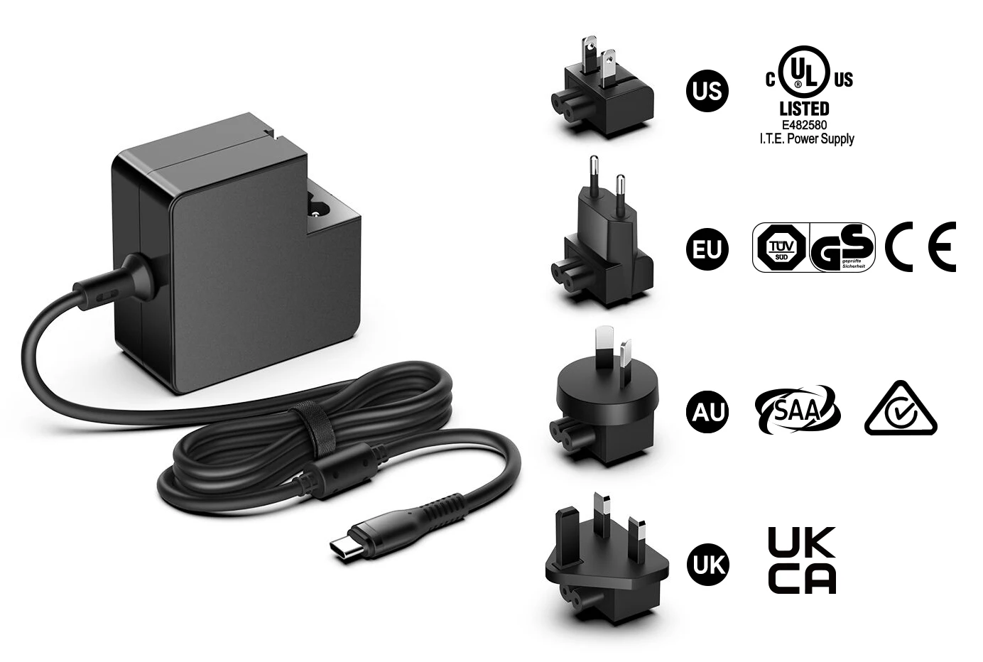 45W USB Type-C Charger - Universal Plug Adapter for Laptops