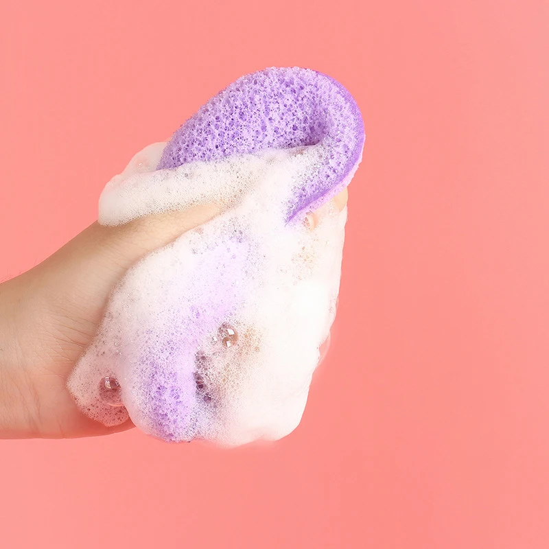 China Factory Lowest Price Makeup Remover Pads Leaf Heart Small Finger Shape Washable Puff  Face Cleaning Sponge