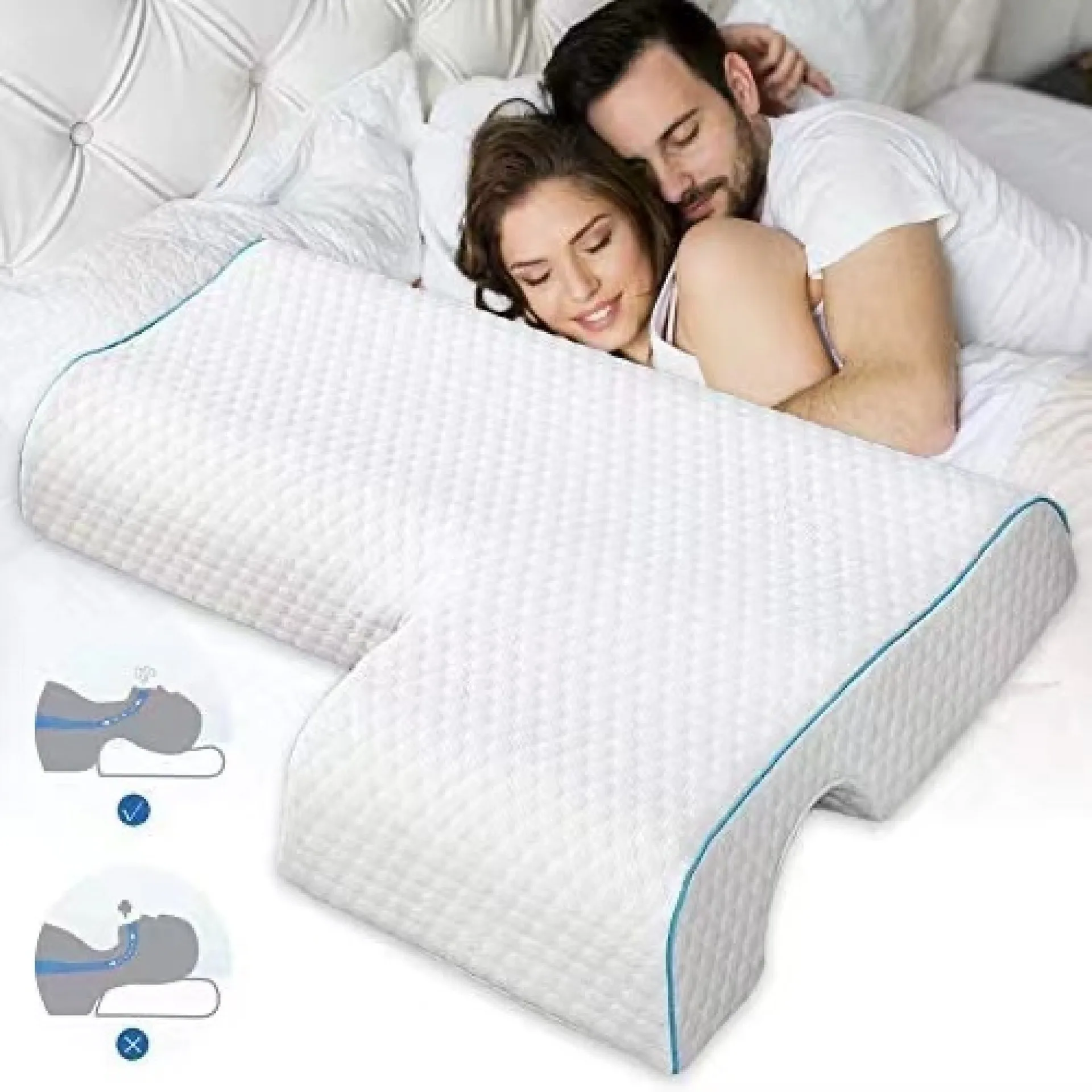 Custom Ergonomic Design High Resilience Breathable Neck Memory Foam Pillow For Couple