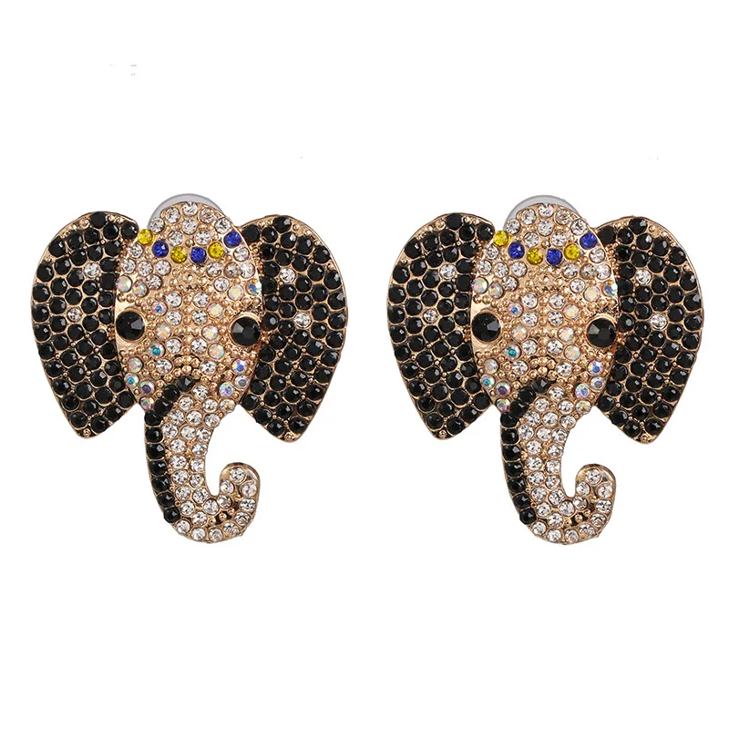 diamond elephant stud earrings