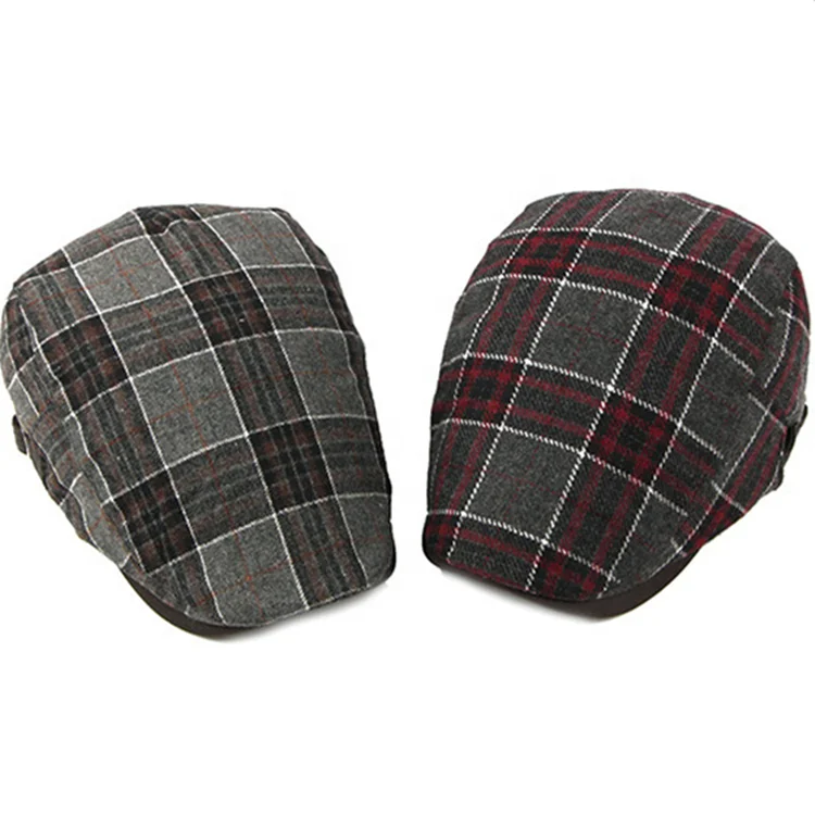 Зимний теплый модный мужской берет в клетку для повседневной жизни и