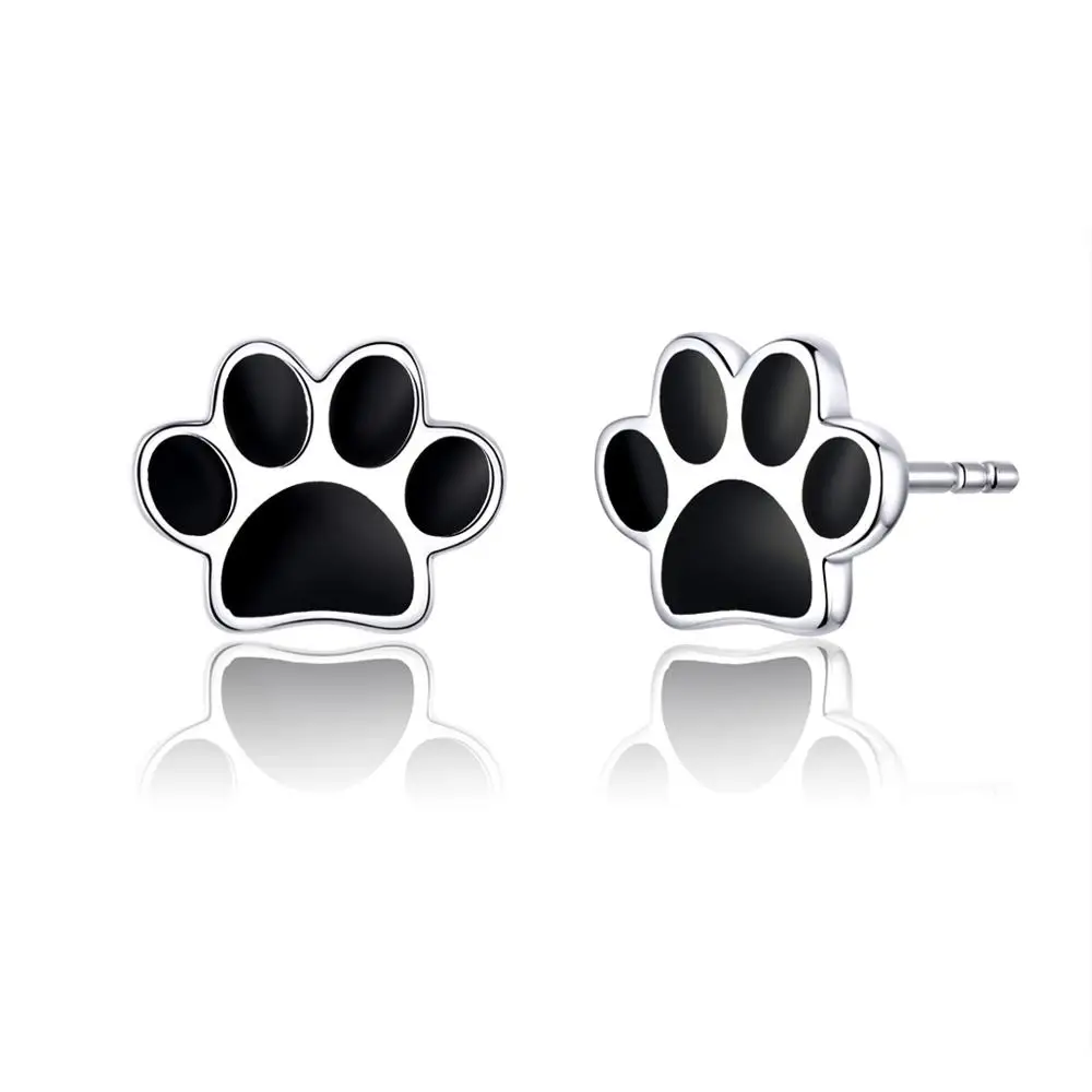 dog paw stud earrings