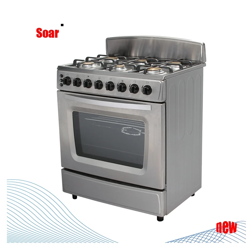 6 Burner Free Standing Stainless Steel Oven With Cooker, Gas Cooker Skd Parts