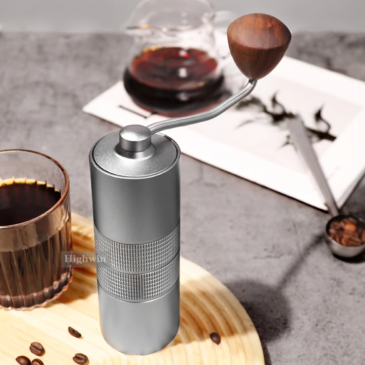 HIGHWIN Internal Adjustable Setting CNC Stainless Steel Conical Burr Manual Coffee Grinder