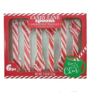 Christmas Candy Cane Spoons Pack of 6 Fruity Flavored Peppermint Stirrers for Hot Chocolate and Coffee