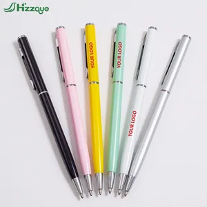 Gifts Promotional Metal Ballpoint Pens Customized logo Metal Slim Body Twist Pen Laser Engraved logo