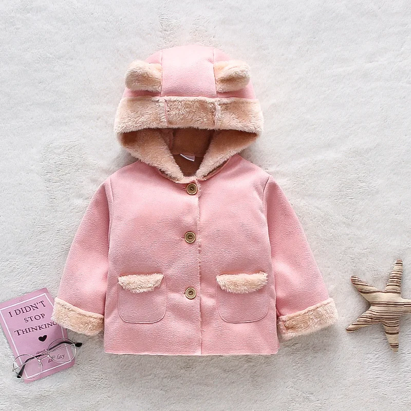 Winter Children's Bear Plush Coat Long Sleeve Newborn Warm Jacket Baby