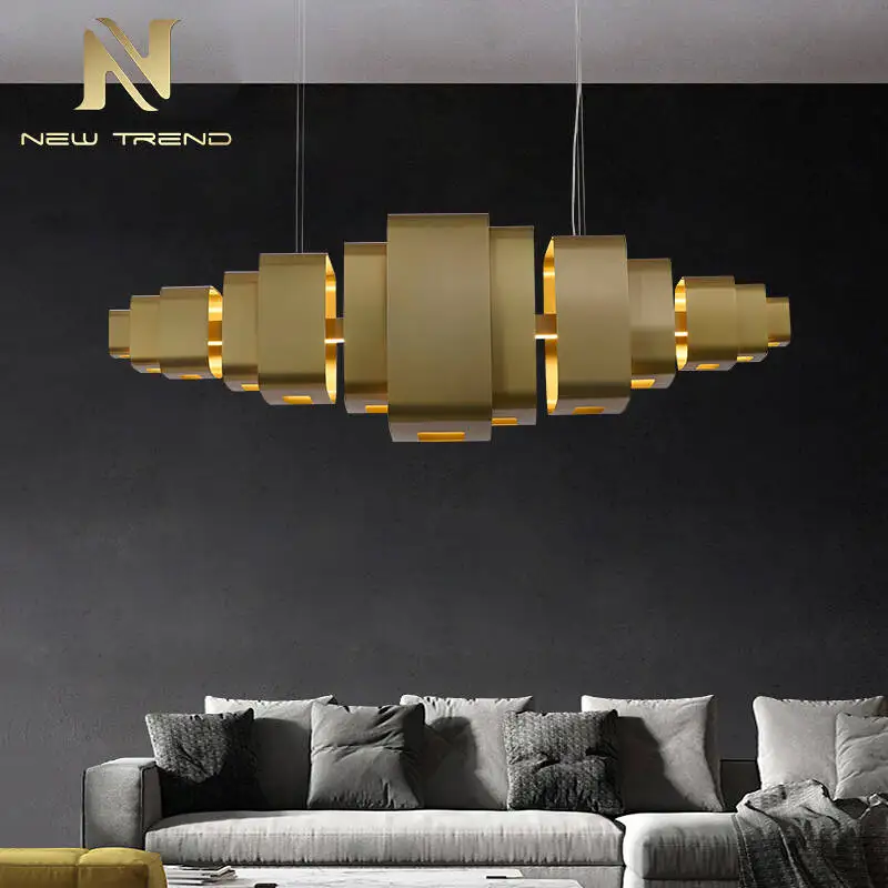 CPL-363 Stile Lussuoso Lampada da Sospensione per Sala da Pranzo e soggiorno, Candelabro LED su Misura Colore Oro