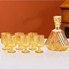 Amber Rice Pattern Liquor Bottle 7-Piece Set