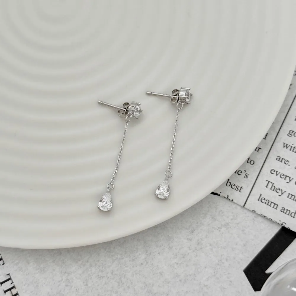 KAKODIY Fashion Fashion Design 925 Sterling Silver Earrings Tassel Pear Shape 5A Cubic Zirconia Shiny Stud Earrings Female Accessories detail 9