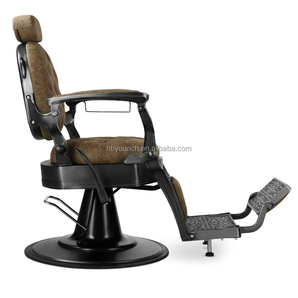 Brown barber chair vintage arm chair Super quality beauty salon equipment Aluminum hair salon furniture