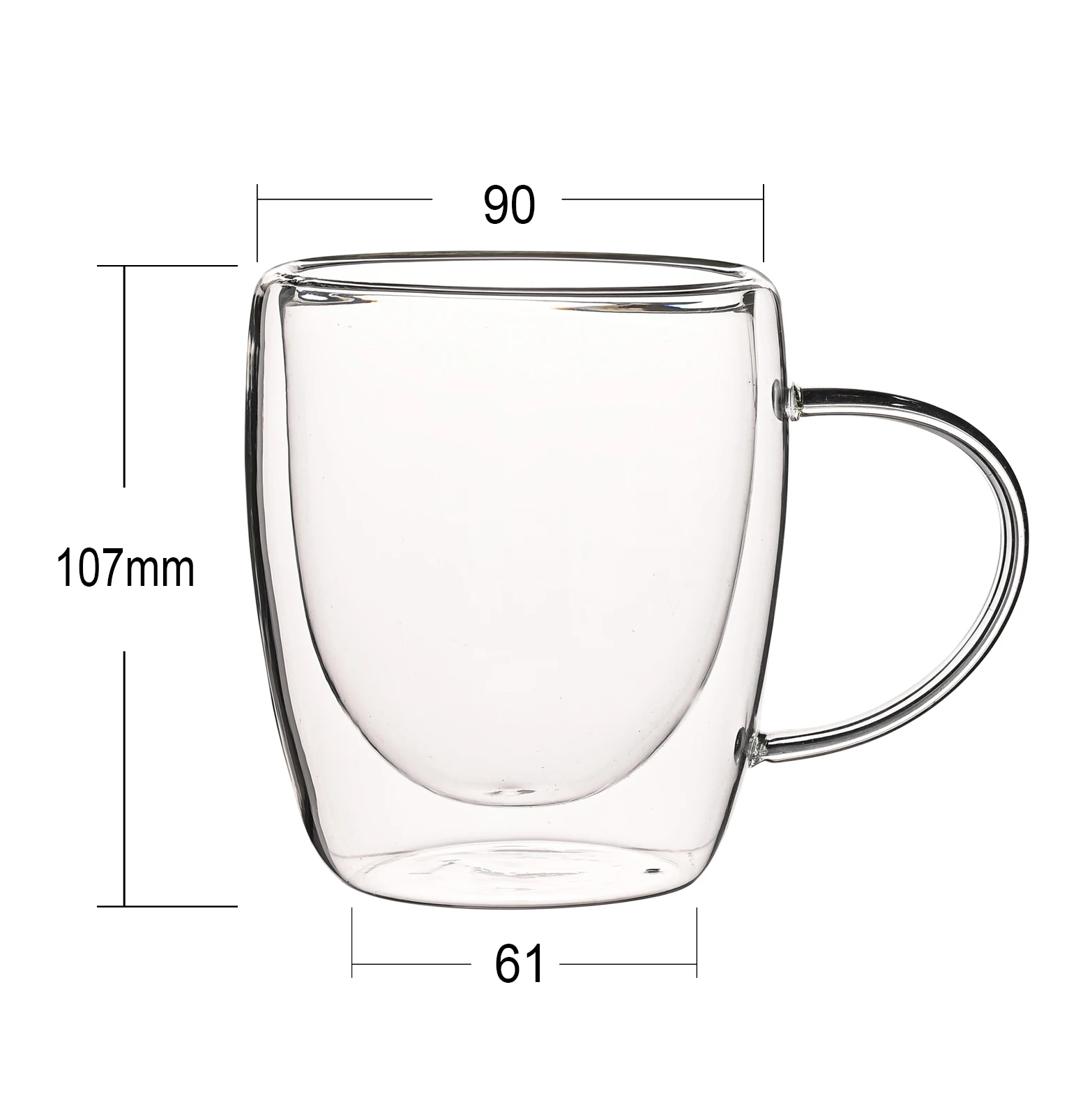Double Walled Glass Coffee Mugs With Handle Insulated Layer Coffee Cups