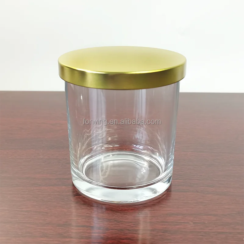 10oz 300ml Clear Glass Candle Jar With Wood Lid Empty Candle Holder