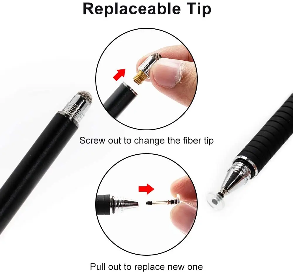 Ручка-стилус для сенсорных экранов 2-В-1 Диск & волокно советы универсальный стилус с магнитным колпачком для iPad iPhone смартфонов на базе Android