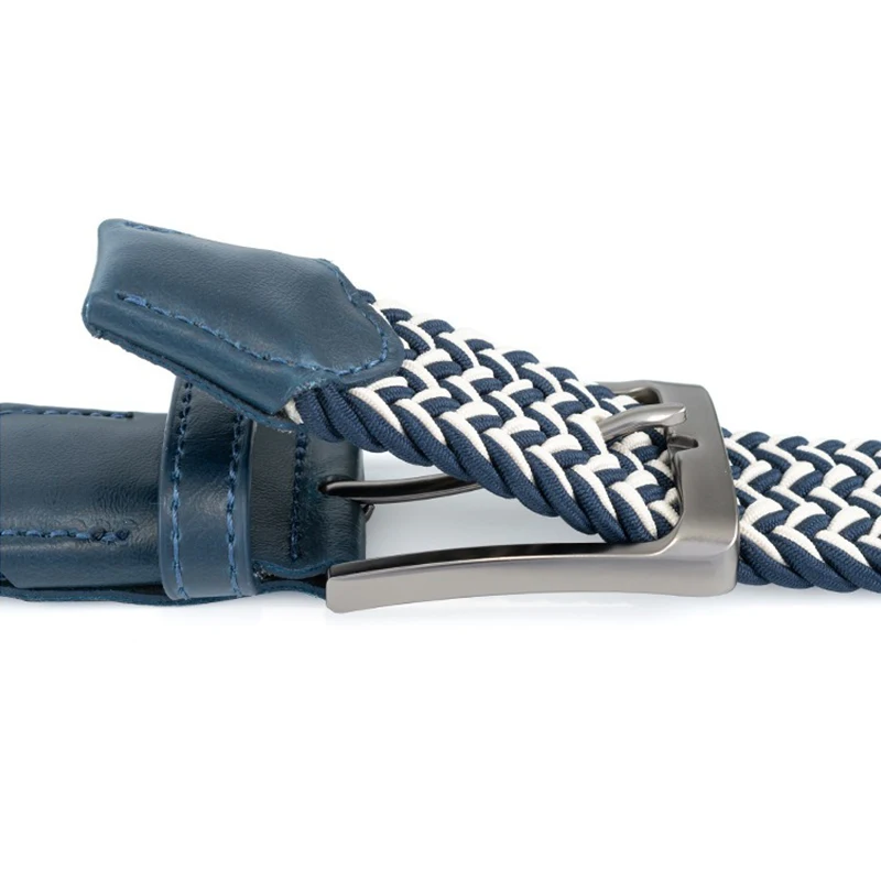 Braided Stretch Woven Fabric Belt for Jeans with Alloy Buckle Custom Wholesale Braided Stretch Elastic Woven Belt for Men  main image 3
