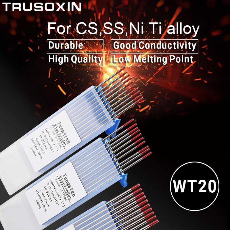 10pcs Red Color Code 175MM Thorium Tungsten Electrode Head Tungsten Needle Rod for the TIG Welding Machine with TIG Function