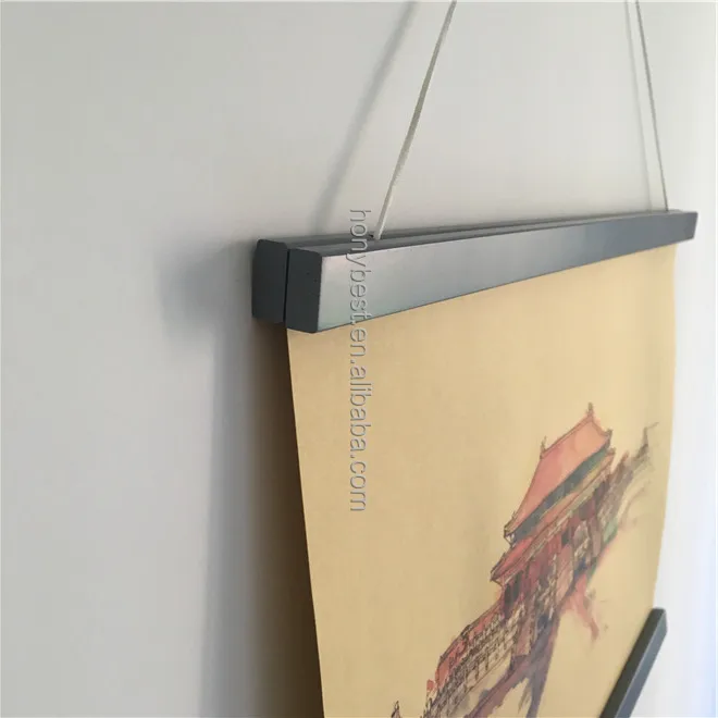 12" Quick & Easy Setup Black Poster Hanger Light Wooden