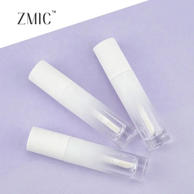 Gradient White Cylindrical Empty Lip Gloss Tube With Brush Squeeze Lip Gloss Tubes With Wand Brush